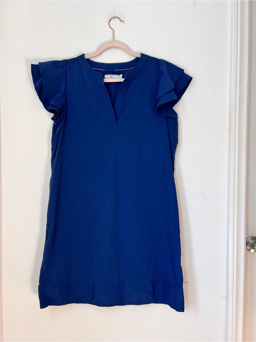 Vineyard Vines Navy Blue Flutter Sleeve Mini Dress Women's M Preppy Coastal